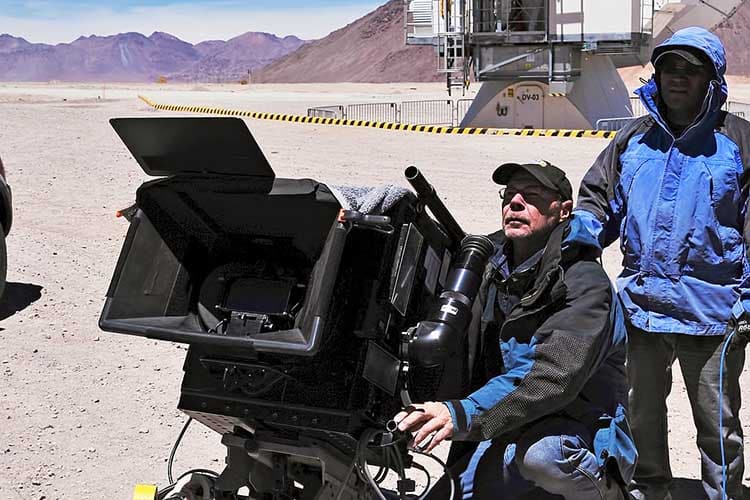 Malcolm Ludgate, Director of Photography for Hidden Universe, filming ALMA in Chile's arid Atacama Desert.