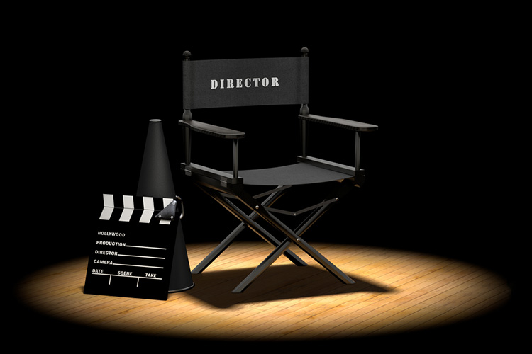 Director's chair with megaphone and clapper board