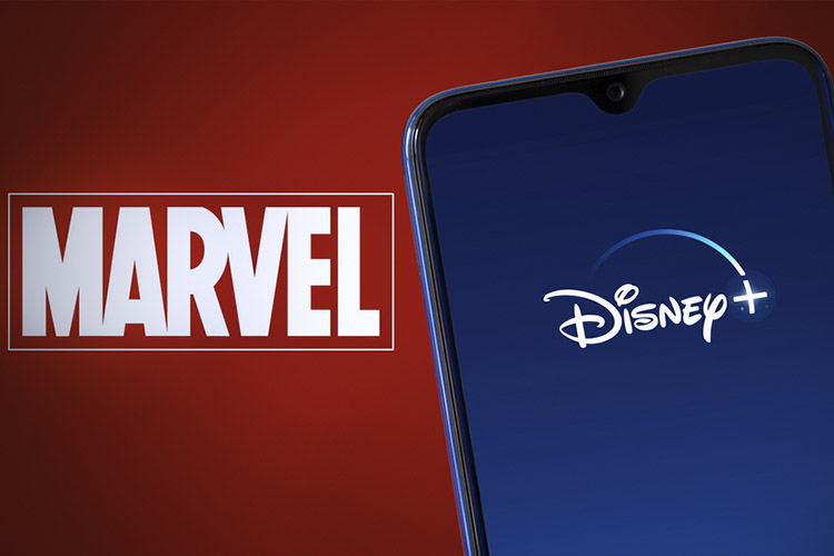 Disney plus logo on smarthphone with Marvel