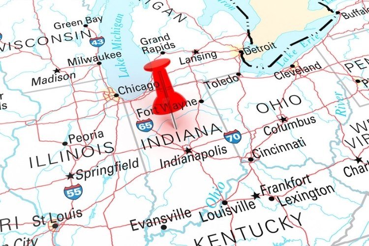 map pinpointing indiana