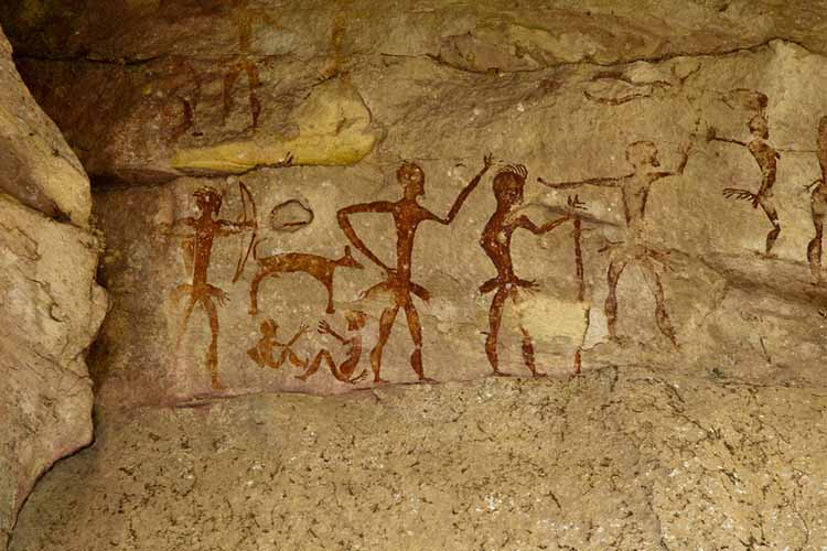 Archeological pre-historic human clift paint