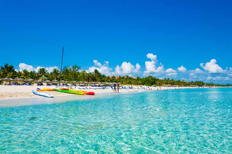 Varadero beach in Cuba photographed from the sea